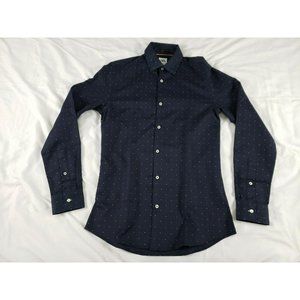 Zara Button Up Shirt Men's Small Short Sleeve Navy